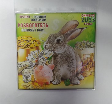 Магнит бол. квадрат винил"Заяц" 2023