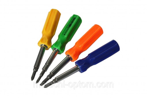 Отвертка 6в1 цветные ручки JIAXIAO /12/ 2652-отк