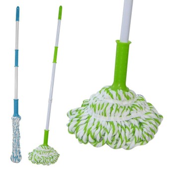 Швабра нить-бамбук рукоятка зеленая-металл