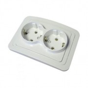 Розетка  СУ 2места белая керамика, с заземлением "Валери" В0128 240845