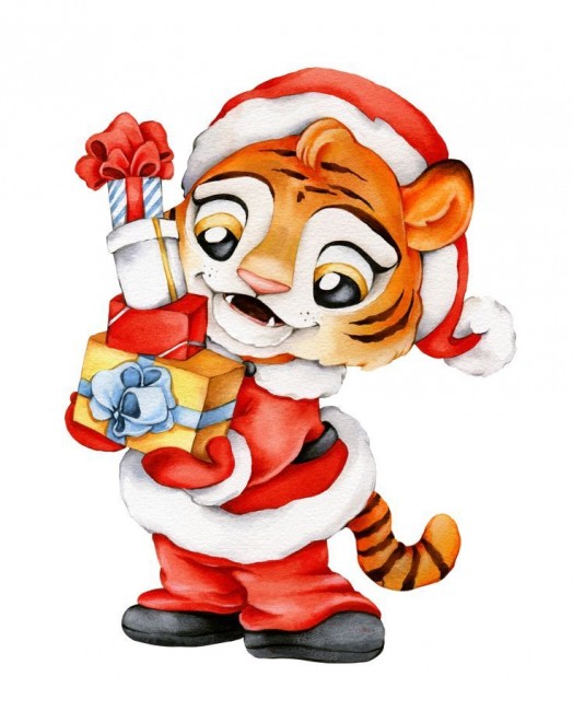 Открытка новогодняя  Тигр  сред  №2/10/