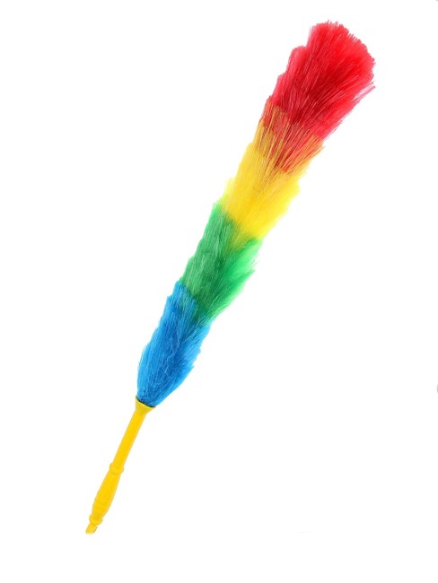 Метелка для уборки пыли  цветная с желтой  64см  ручкой