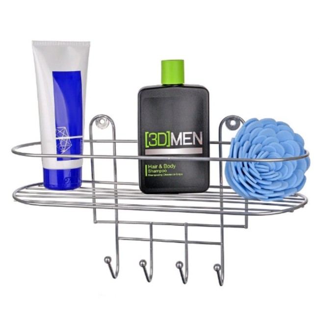 Полка в ванную   33*12,5*21см  4 крючка АЛТ 12С