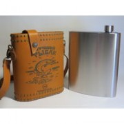 Фляга металл в чехле кожанном съемном "Рыбак" 64OZ 1.75л DPT-64B Фляга металл в чехле кожанном съемном "Рыбак" 64OZ 1.75л DPT-64B