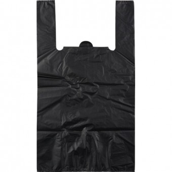 Пакеты майка черные  маленькие  /100/ ПРОДАЖА КРАТНО 100шт. 28+13х57см 414565 /2000/